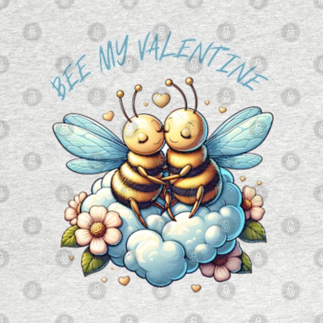 couple of bees embracing on a cloud by StyleTops